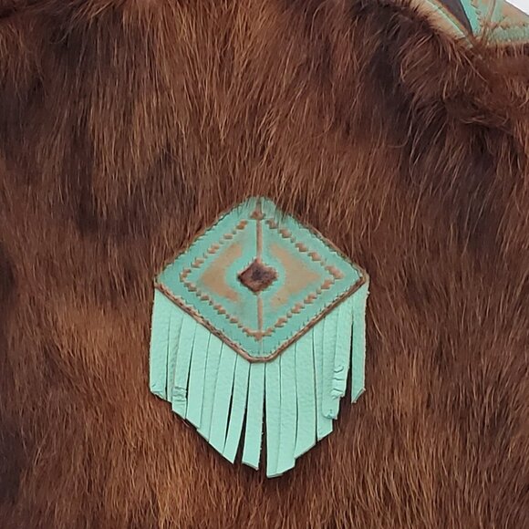 🔥 RARE Western Cowhide & Real Tooled Leather Diaper Bag / Backpack XL 🐄 - Picture 4 of 13